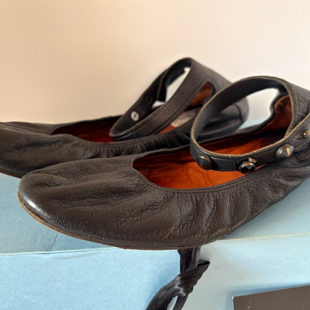 Lanvin Ankle strap Stud Ballet flat Black kid leather 8-8.5